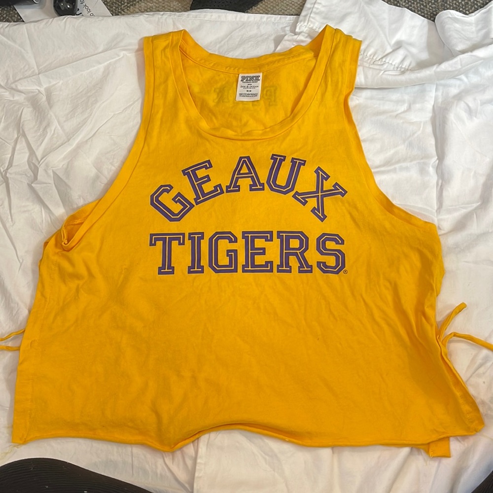 LSU PINK tank top with tie sides